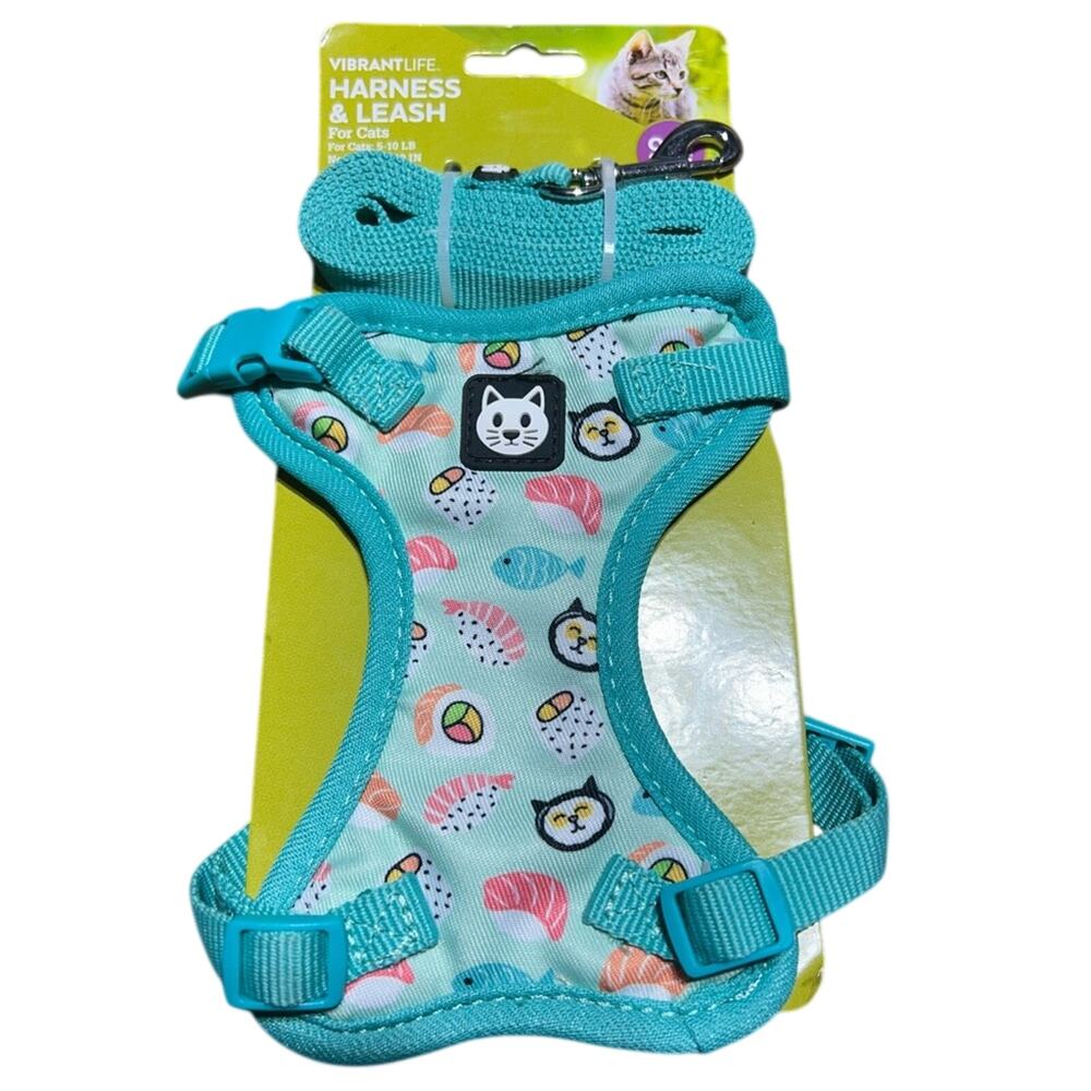 Vibrant Life Sushi Print Harness & Leash Set for cats
